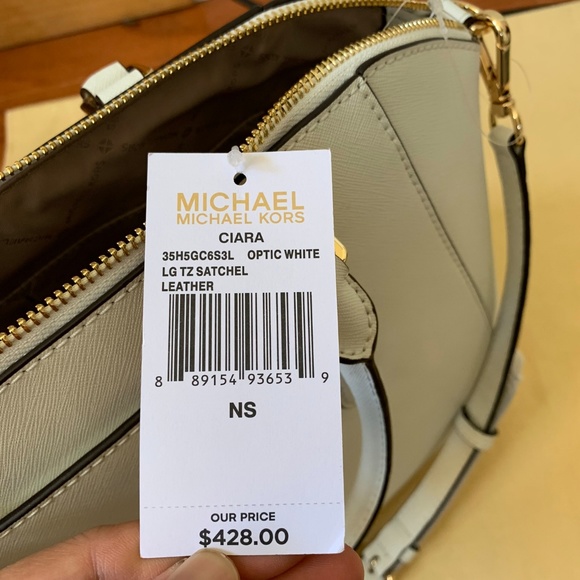 NWT Michael Kors Large Ciara White Satchel bag - Picture 8 of 8